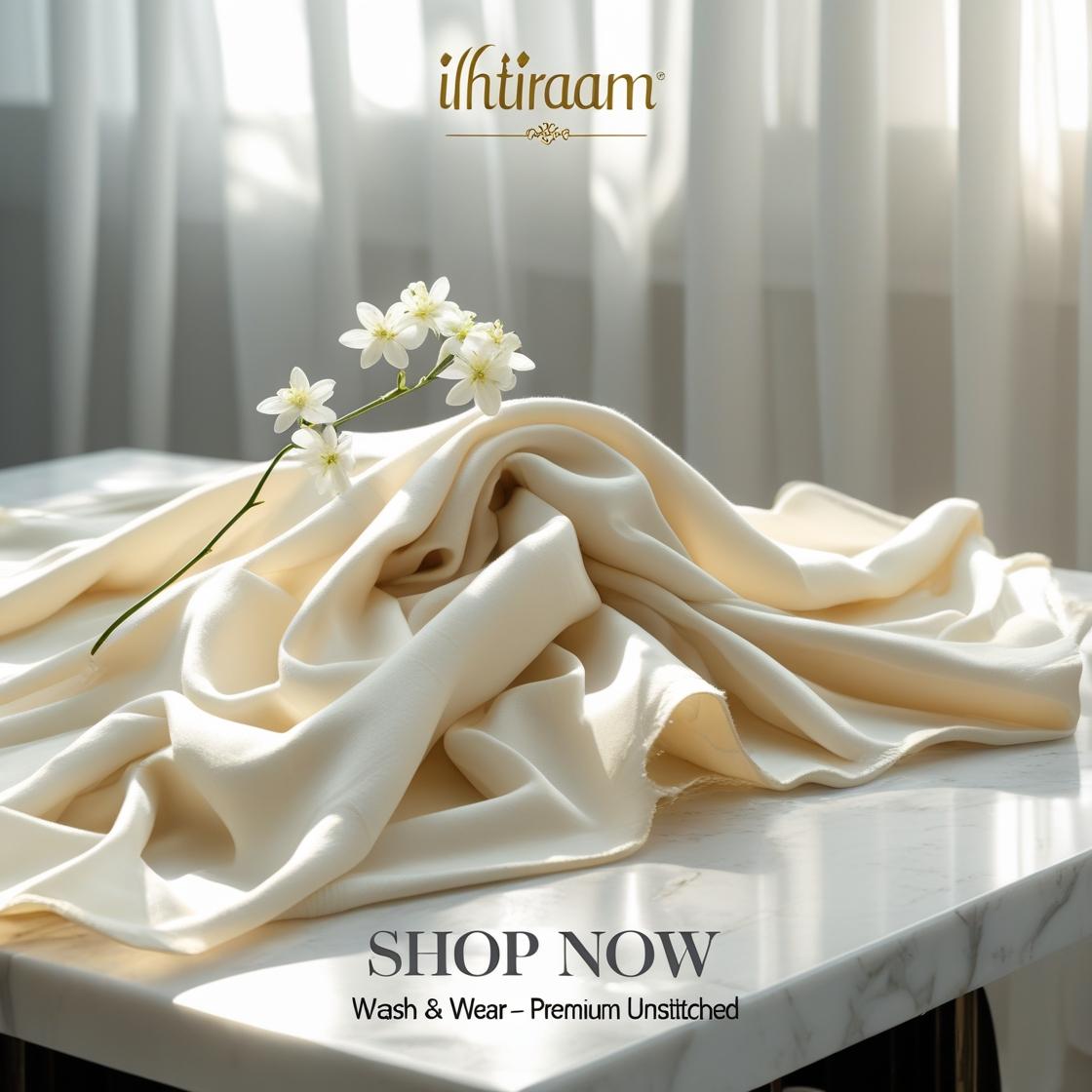 Essence™ Mulayam – Beige Premium Wash & Wear (Unstitched)