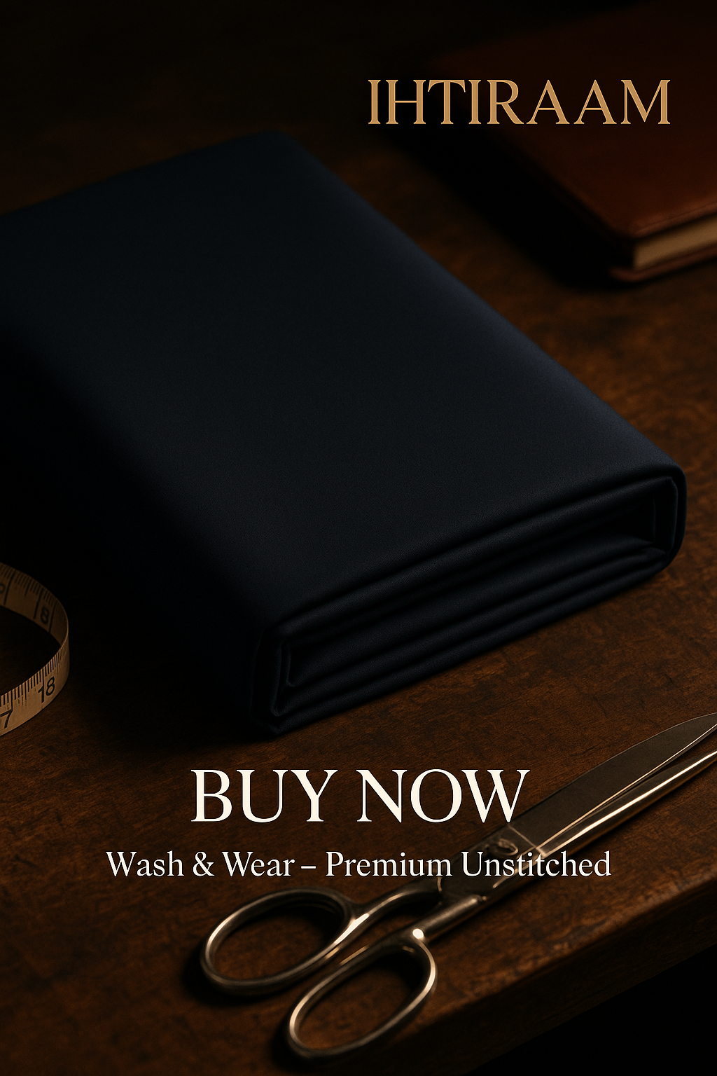 Essence™ Mulayam – Navy Blue Premium Wash & Wear (Unstitched)